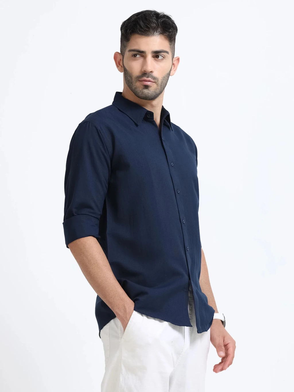 Clyver Men Regular Fit Solid Spread Collar Casual Shirt