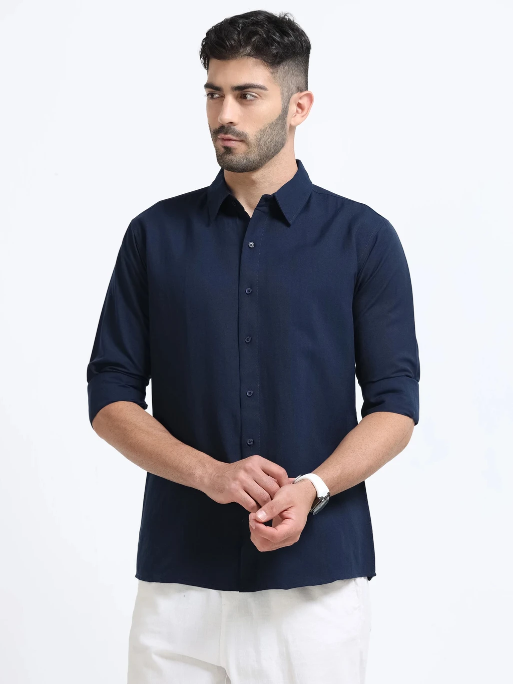 Clyver Men Regular Fit Solid Spread Collar Casual Shirt - Image 3